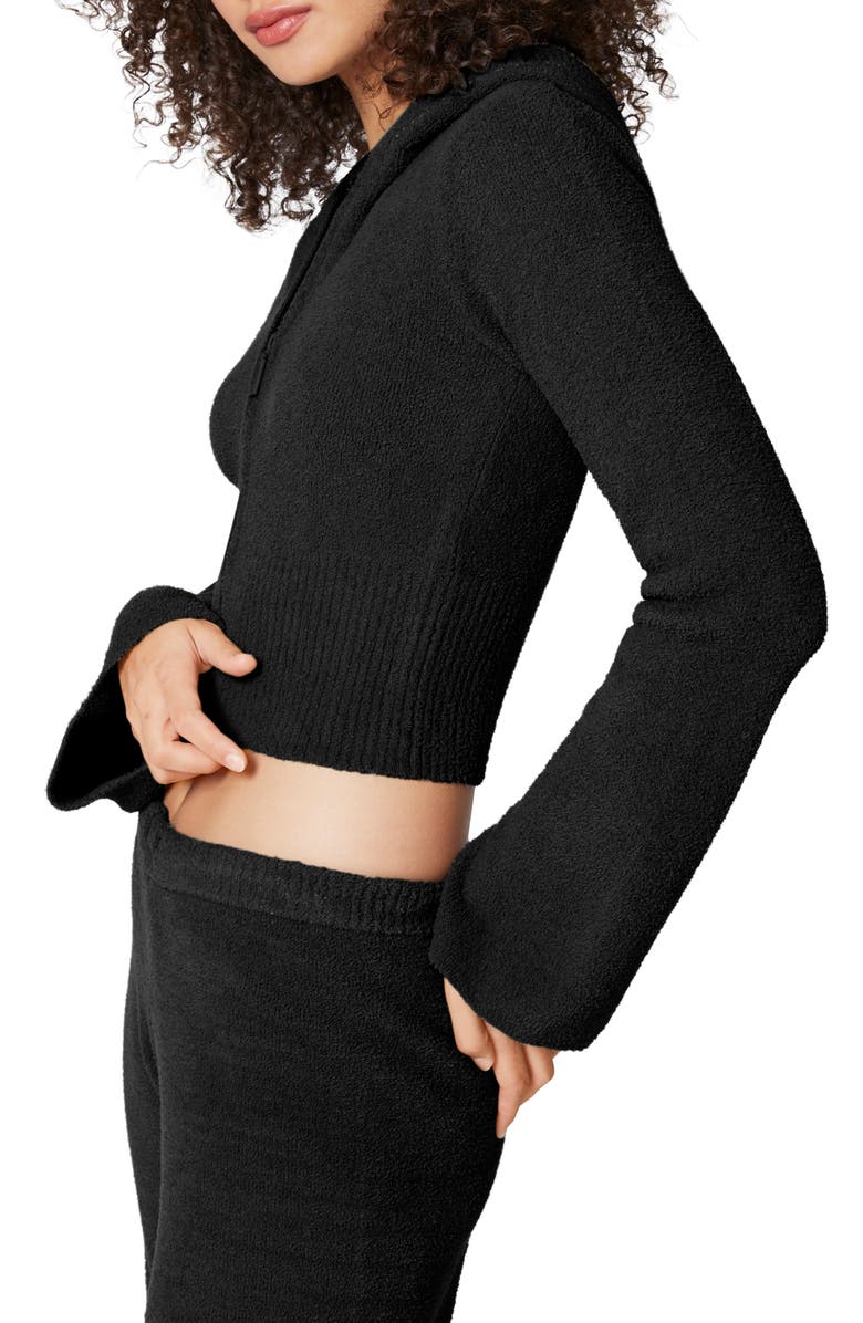 Florence by Mills Cozy Crop Zip Sweater Hoodie, Alternate, color, Black