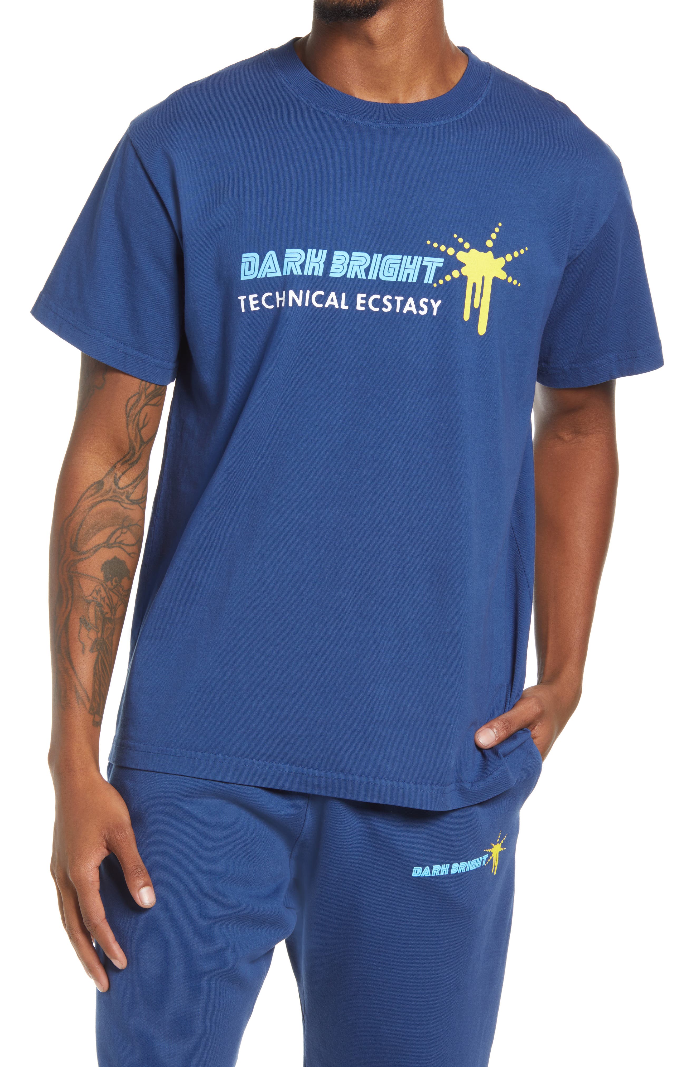 DARKBRIGHT Technical Ecstasy Graphic Tee in Blue