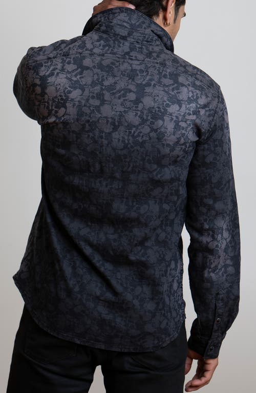 Shop Canyon Of Heroes Skull Stretch Western Denim Shirt In Black