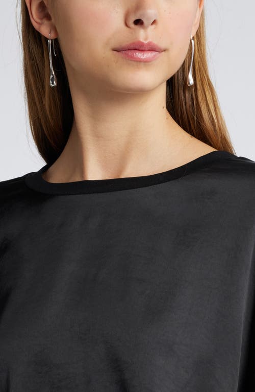 Open Edit Crewneck Satin T-shirt In Black
