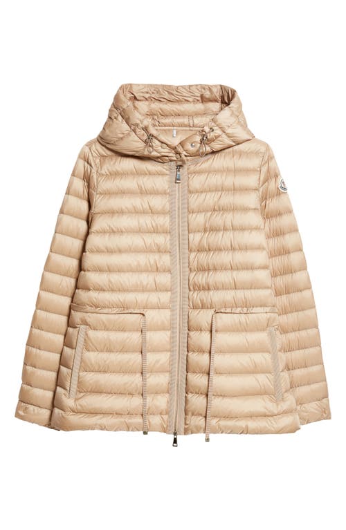 Shop Moncler Raie Short Nylon Down Puffer Jacket In Beige