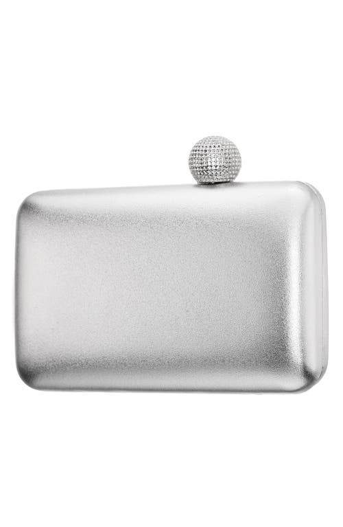 Nina Embossed Snake Minaudiere With Crystal Clasp In Silver