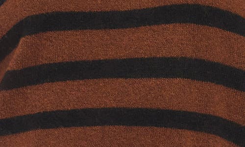 Shop Karen Kane Stripe Turtleneck Sweater In Cognac/black