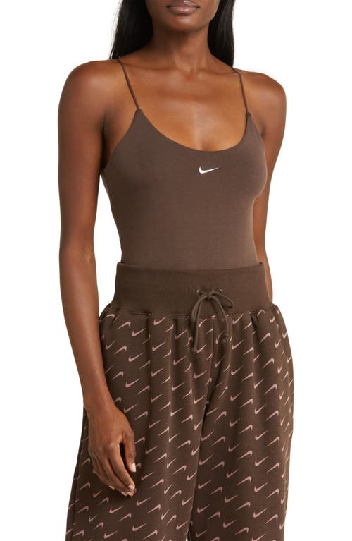 Nike Sportswear Camisole Bodysuit In Baroque Brown/sail