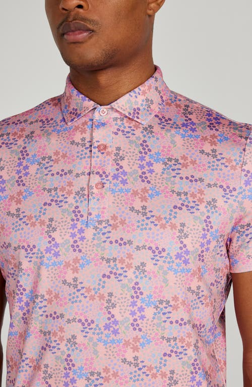 Shop Redvanly Rhodes Floral Performance Golf Polo In Peony Multi