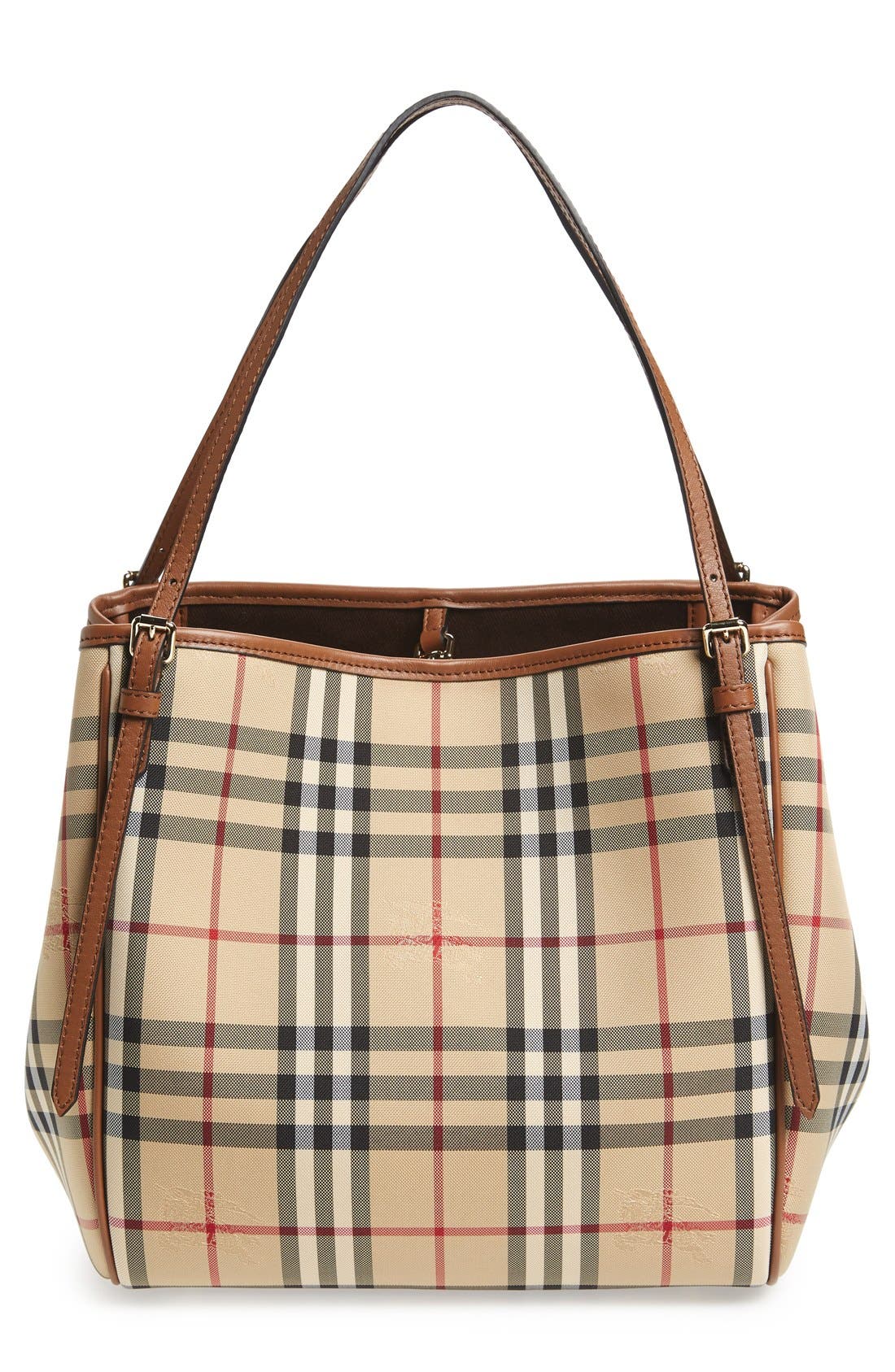 burberry small canter in horseferry check and leather