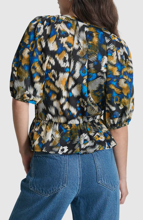Dkny Abstract Print Peplum Top In Brush Stroke Leopard