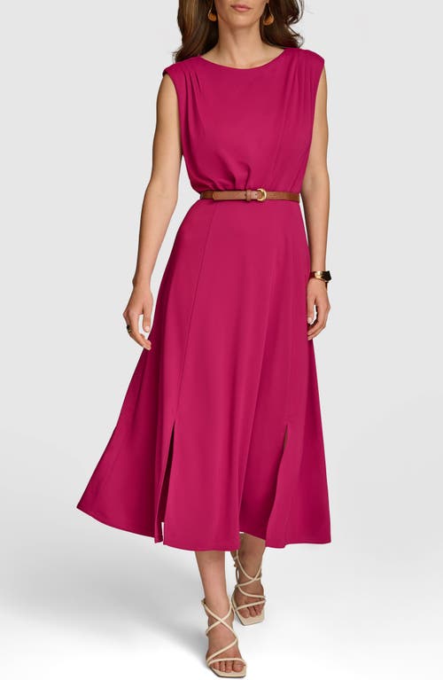 Donna Karan Women's Sleeveless Belted Jersey Midi Dress In Cactus Flo
