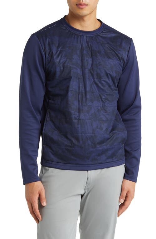 Peter Millar Bond Elite Quilted Crewneck Pullover Navy at Nordstrom,