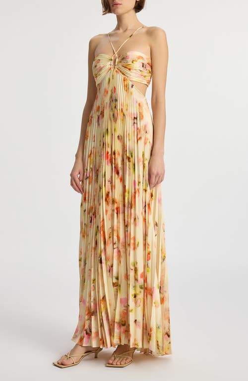 A.l.c Moira Floral Cut-out Halter Maxi Dress In Pale Peach Multi
