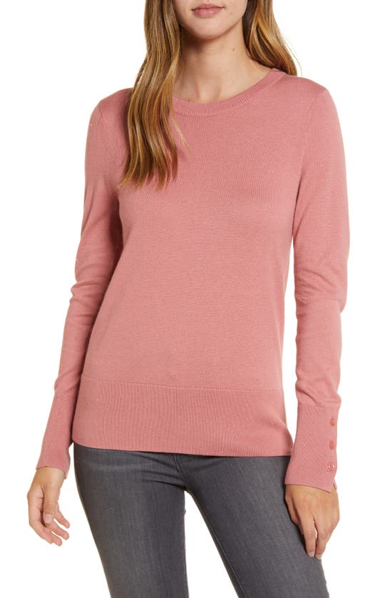 Halogenr Crewneck Sweater In Pink Compact