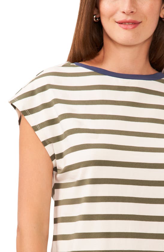 Shop Halogen ® Stripe V-back Cotton T-shirt In White Clover