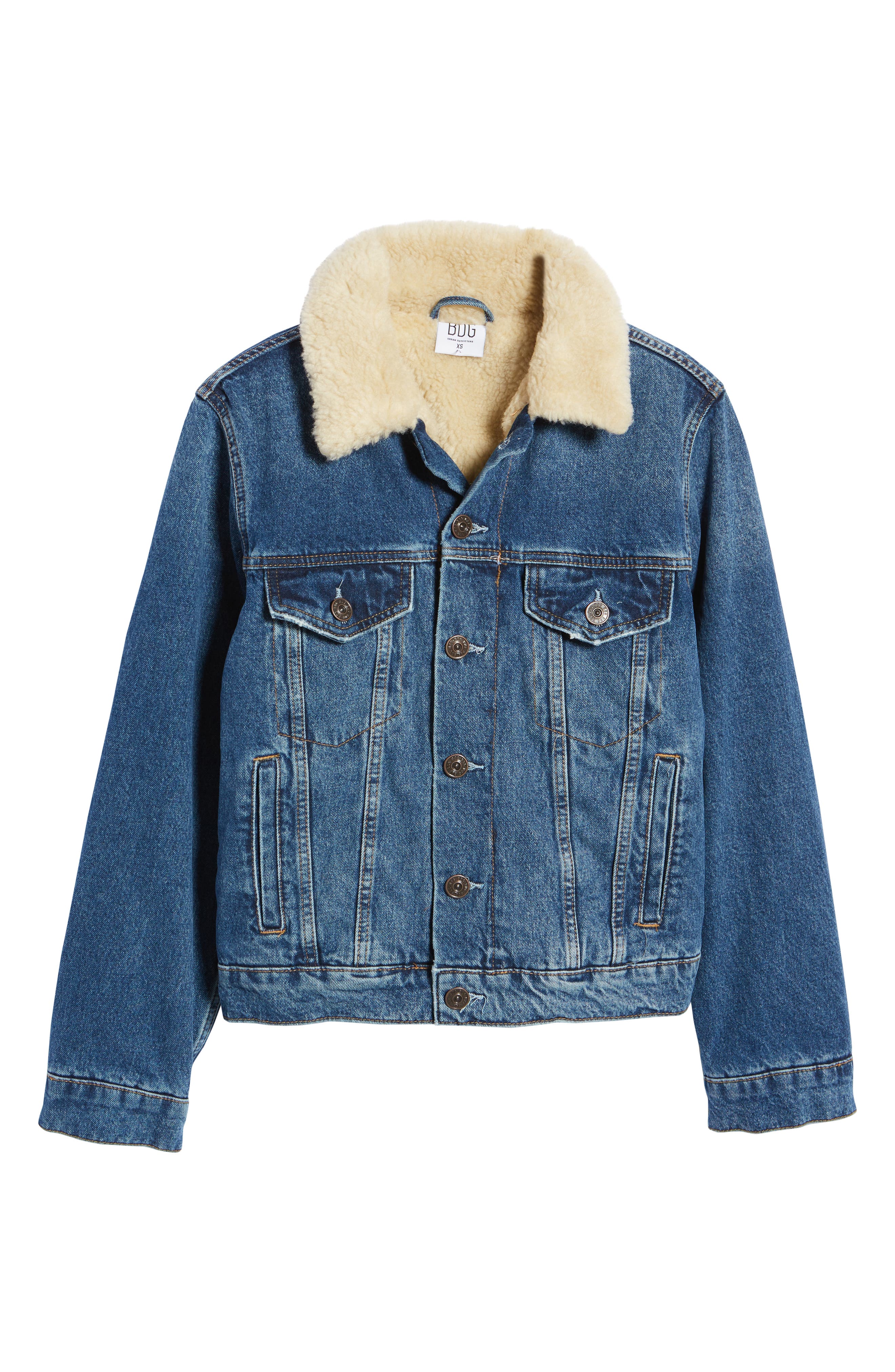 BDG Urban Outfitters Western Faux Shearling Lined Denim Jacket in