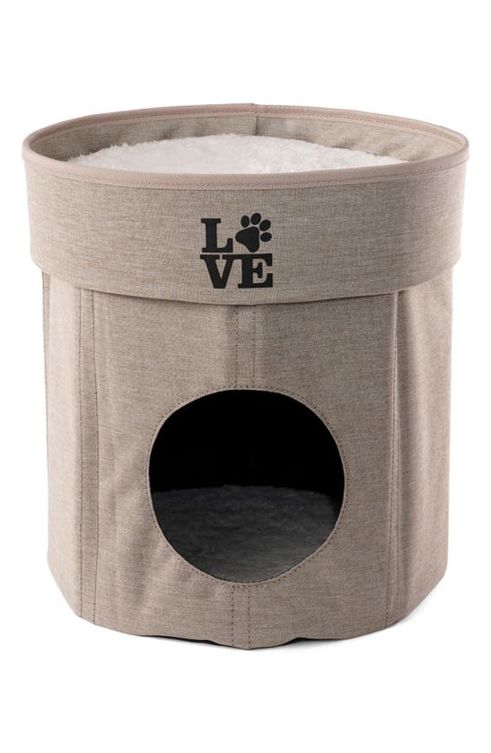 PRECIOUS TAILS ROUND 2-TIER COLLAPSIBLE PET CAT CAVE BED