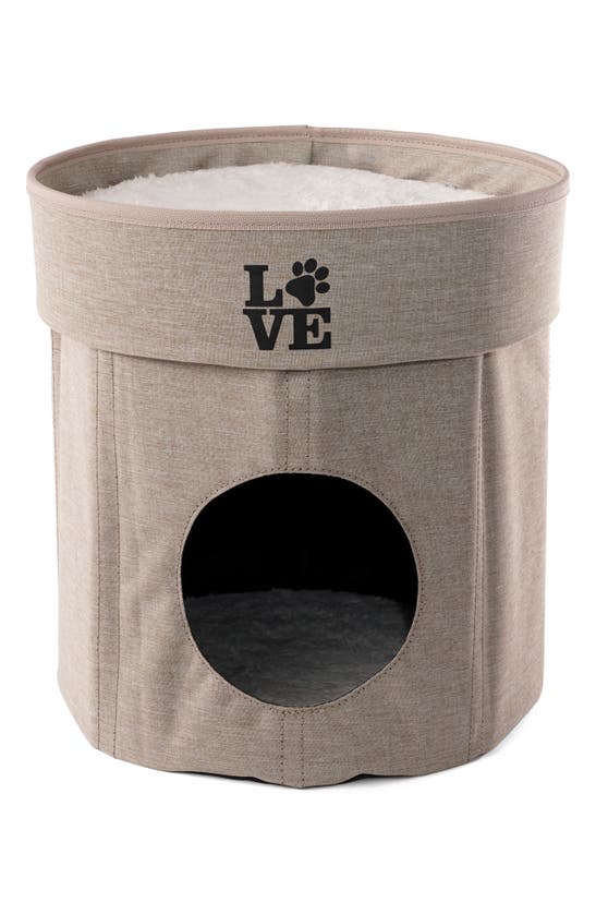 Precious Tails Linen Cat Cave With Storage In Natural