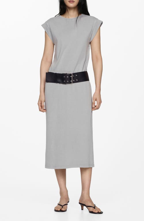 Mango Cotton Midi Dress Grey In Grey