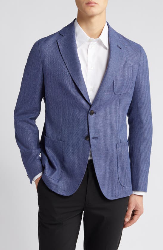 Emporio Armani Textured Wool Sport Coat In Blue
