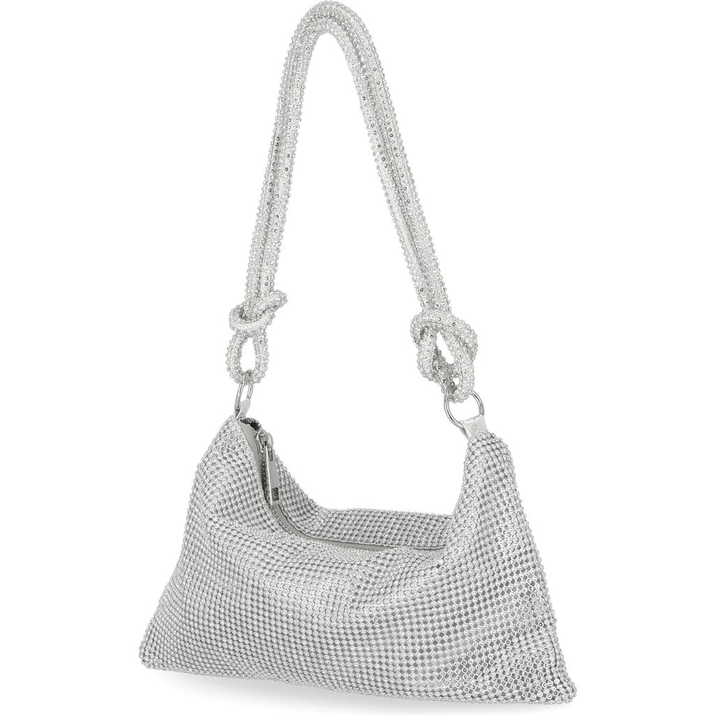 Shop Jessica Mcclintock Dolly Crystal Mesh Shoulder Bag In Silver/silver