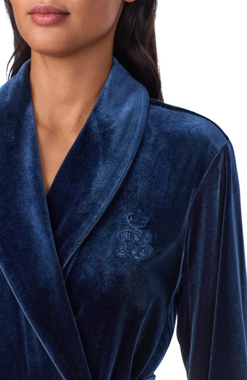 Shop Lauren Ralph Lauren Crest Embroidered Robe In Navy