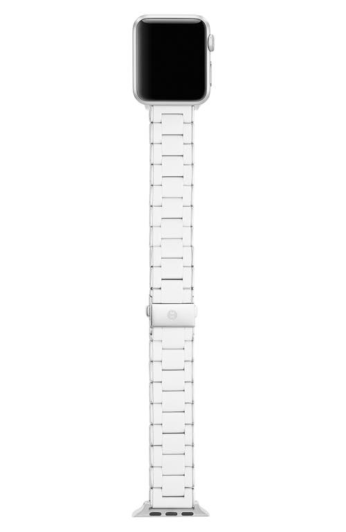 MICHELE Silicone 20mm Apple Watch Watchband in Silver/white at Nordstrom