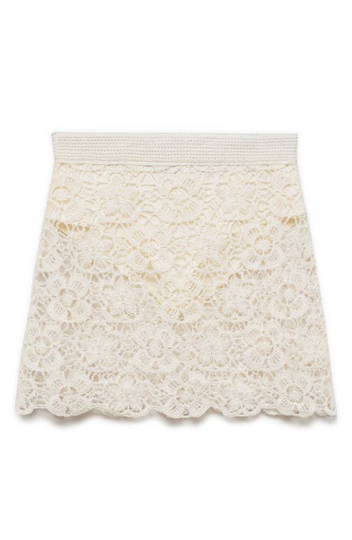 Shop Mango Floral Crochet Skirt In Off White