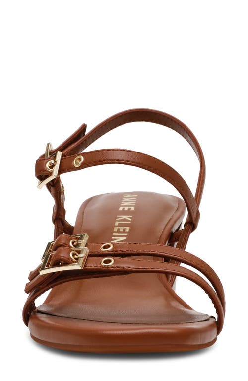 Anne Klein Women's Mackenzie Strappy Buckle Block Heel Dress Sandals In Brown Smooth
