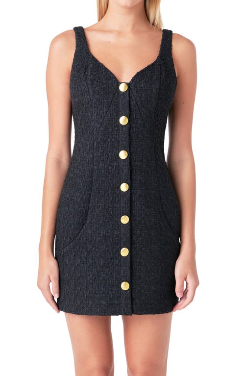 Shop Endless Rose Sleeveless Tweed Minidress In Black