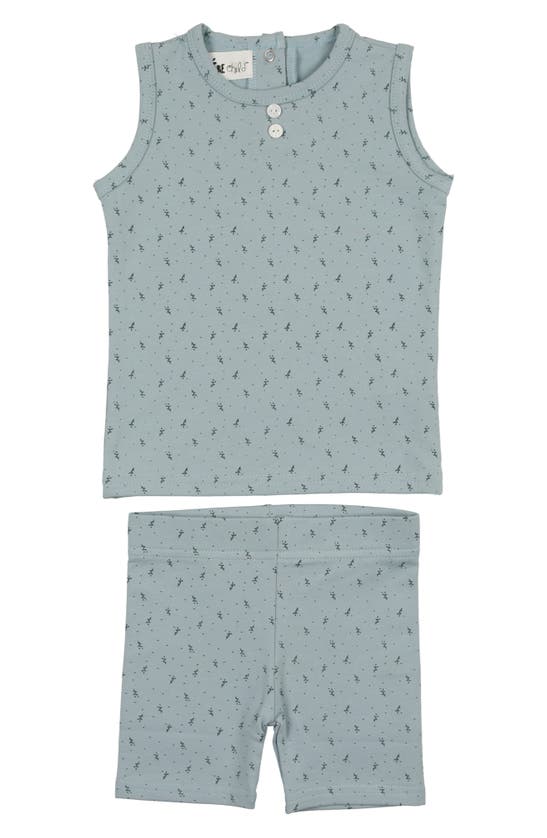 Shop Maniere Manière Buttons & Polka Dots Tank & Shorts Set In Aqua