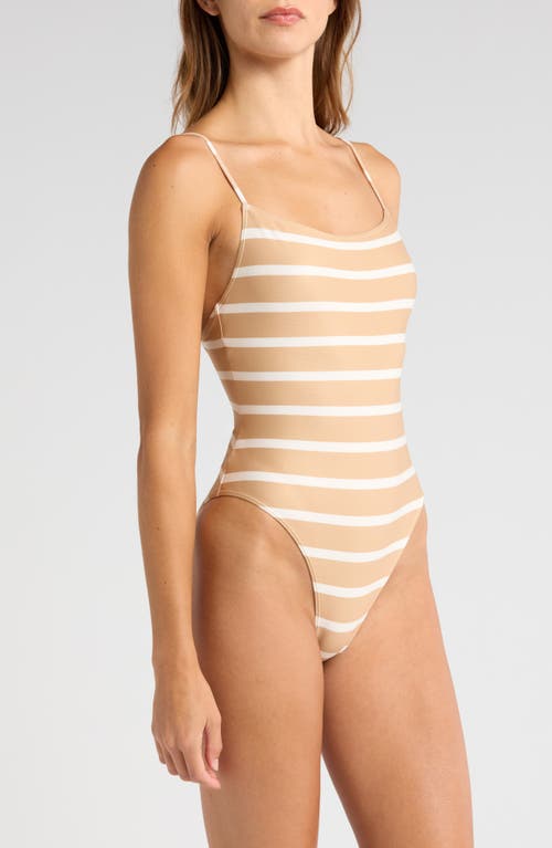 Shop Solid & Striped Renna Camel Stripe One-piece Swimsuit