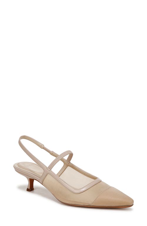 Shop Vince Venice Slingback Pointed Toe Kitten Heel Pump In Birch Sand