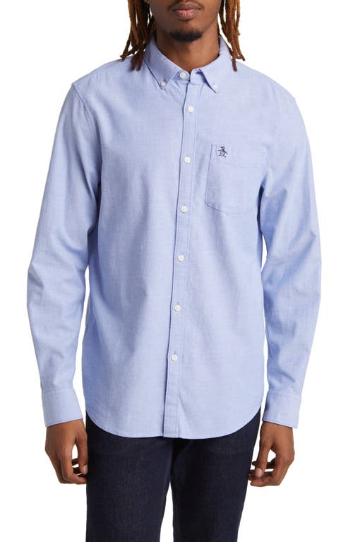 Solid Stretch Button-Down Oxford Shirt in Amparo Blue