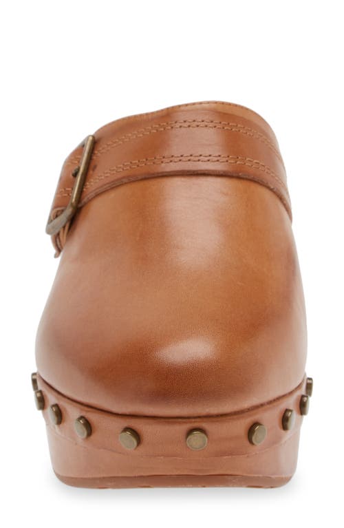 Chocolat Blu Yogi Platform Wedge Mule In Tan Leather