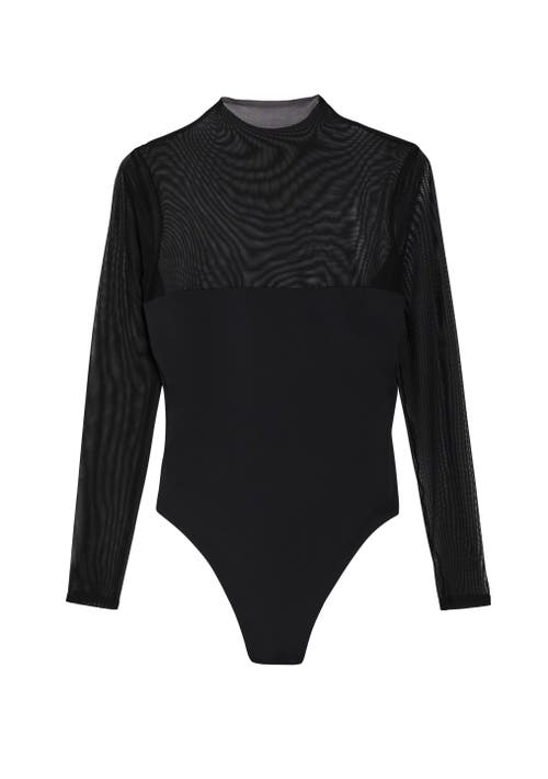 Shop Ser.o.ya Brandi Mesh Bodysuit In Black