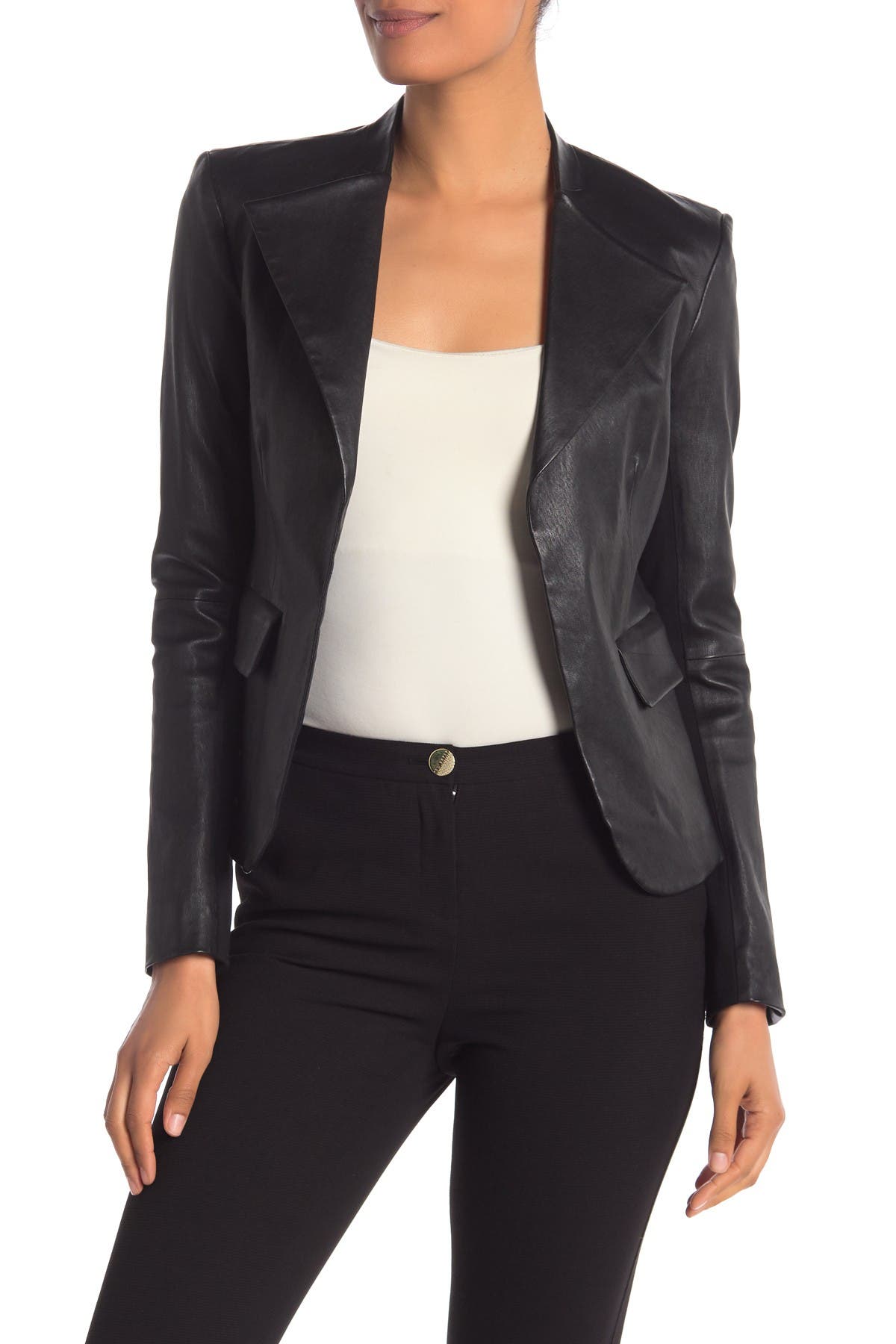 leather peplum blazer