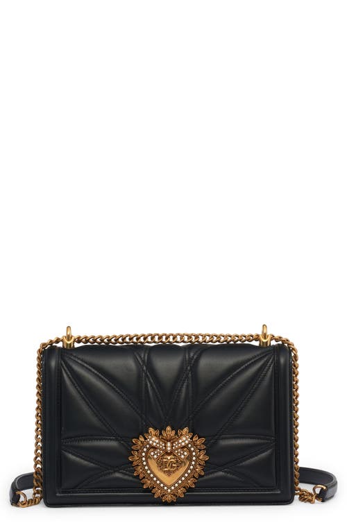 Dolce & Gabbana Devotion Logo Heart Lambskin Crossbody Bag in Black at Nordstrom