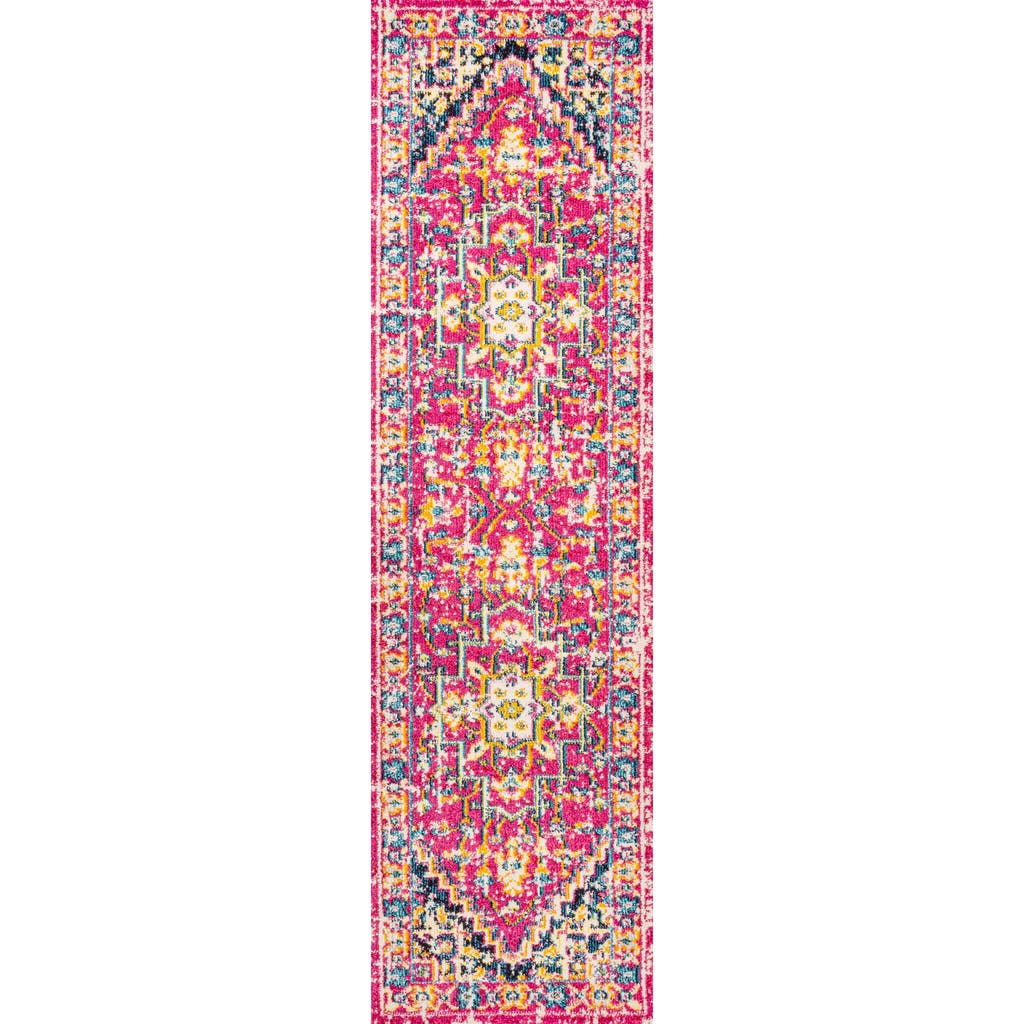 Jonathan Y Brooklyn Geometric Medallion Area Rug In Red/pink