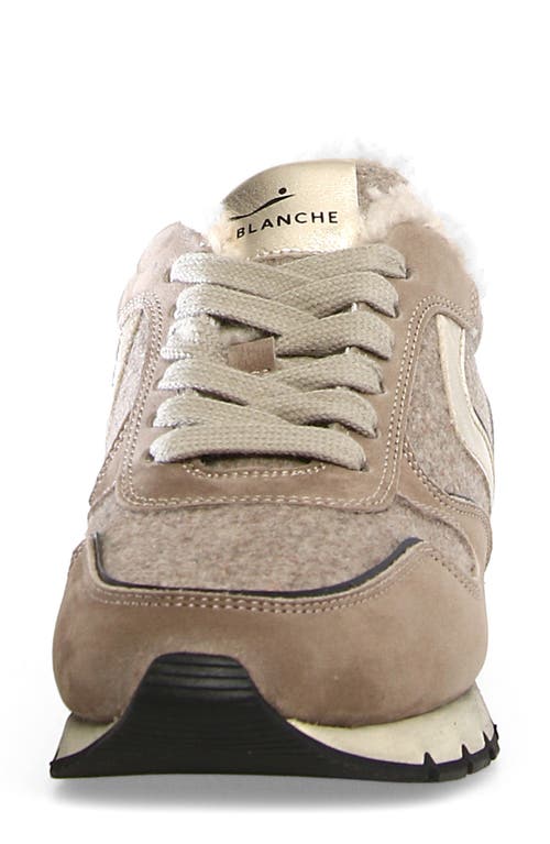 Voile Blanche Julia Genuine Shearling Sneaker In Taupe Beige