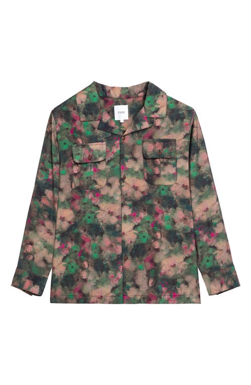 Shop Found Charlot Floral Long Sleeve Camp Shirt In Green Multi