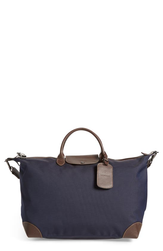 Shop Longchamp Boxford Canvas & Leather Travel Bag In Blue