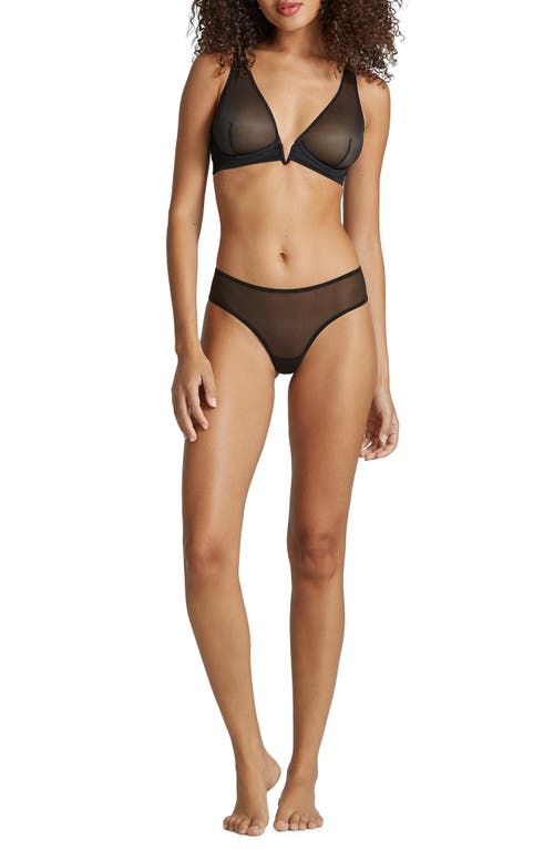 Shop Commando Mesh Plunge Underwire Bra In Black