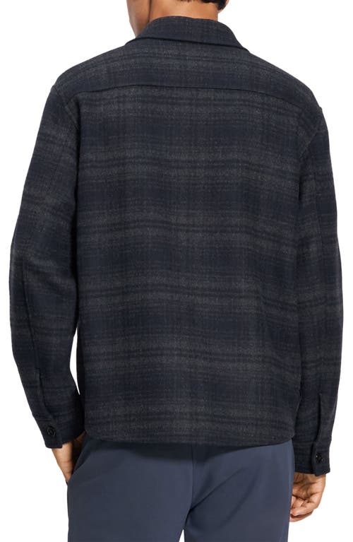 Theory Men's Wool-cashmere Plaid Overshirt In Baltic Multi