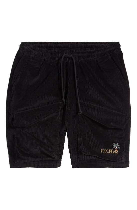 Shop Icecream Journey Corduroy Cargo Shorts In Black