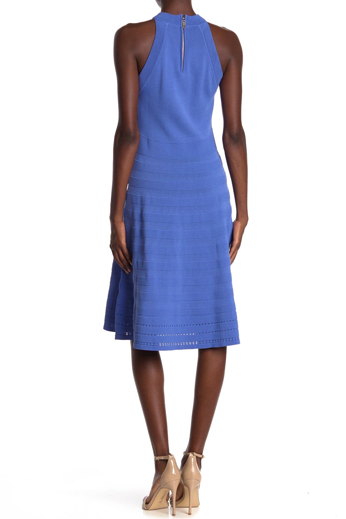 halter neck fit and flare dress