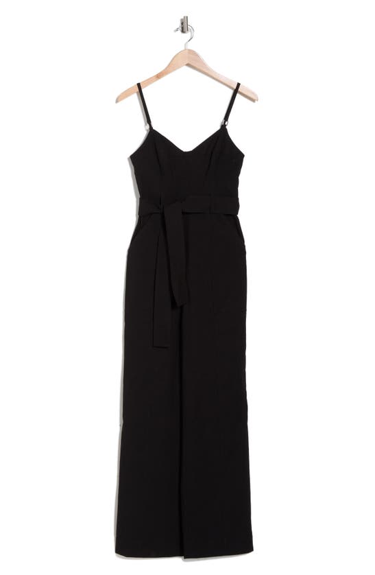 A.l.c Mila Belted Linen Blend Jumpsuit In Black