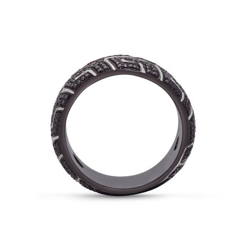 Shop Luvmyjewelry Pro Rider Tire Tread Sterling Silver & Black Diamond Ring In Dark Grey