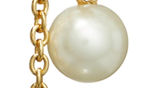 Shop Tory Burch Kira Imitation Pearl Linear Drop Earrings In Tory Gold/cream