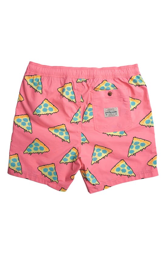 Party Pants Pixel Pizza Swim Trunks In Pink