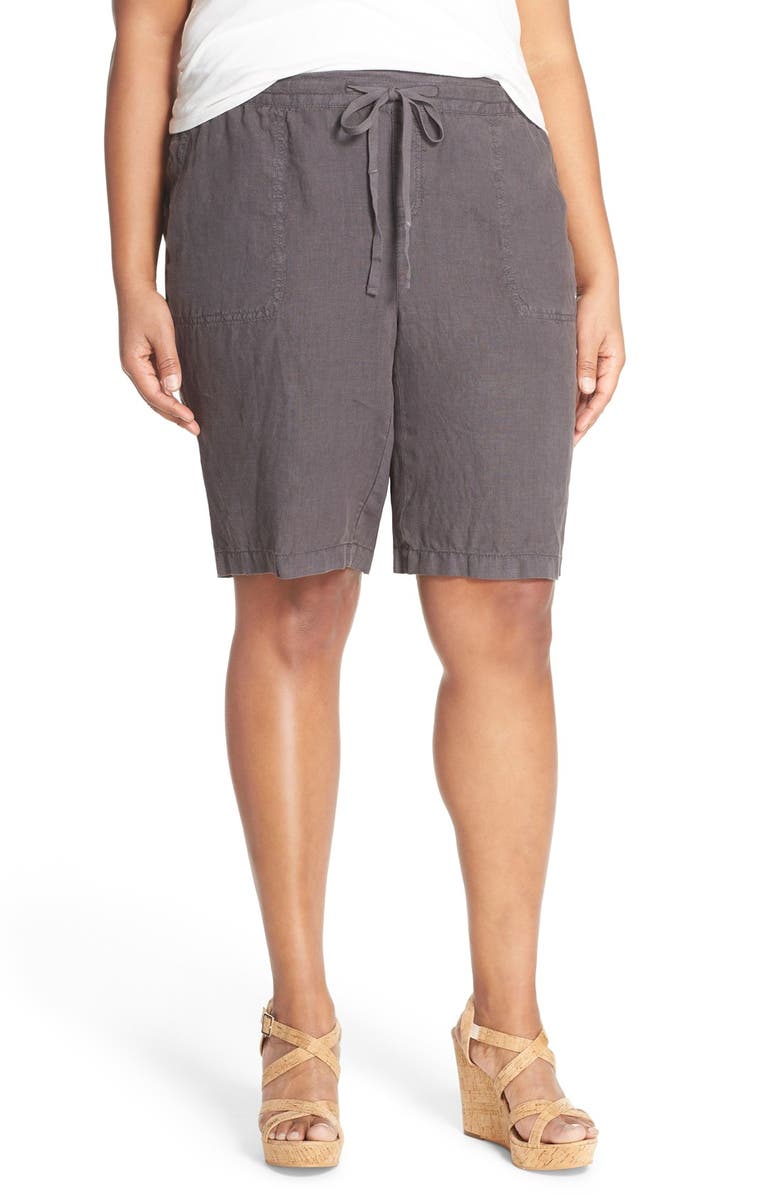 Caslon® Linen Drawstring Bermuda Shorts (Plus Size) | Nordstrom