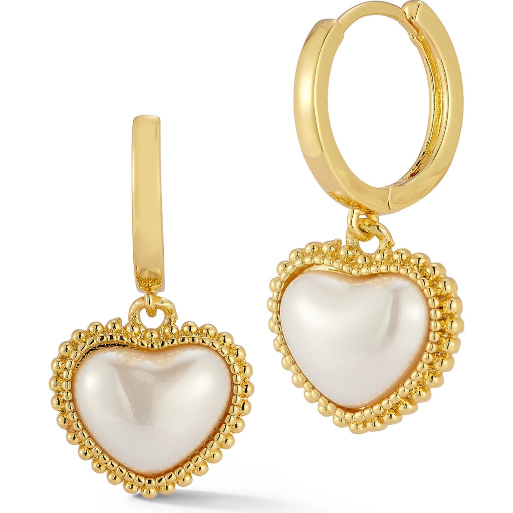 Sphera Milano Freshwater Pearl Huggie Hoop Earrings In Gold