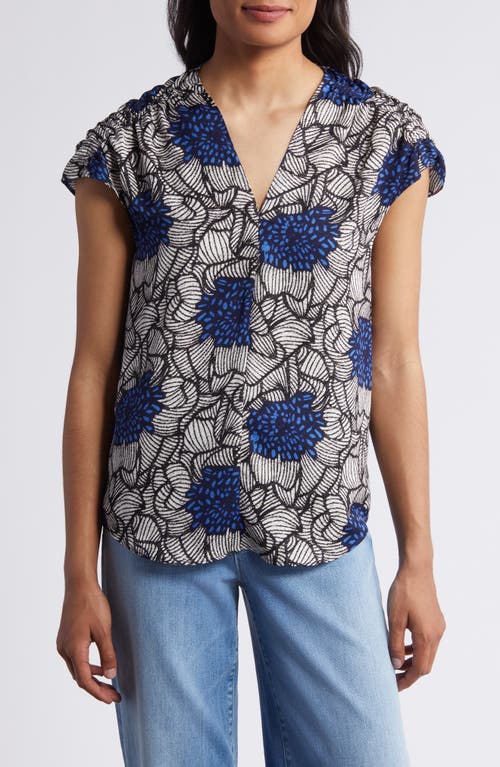 Petal Bloom Short Sleeve Top in Blue Multi